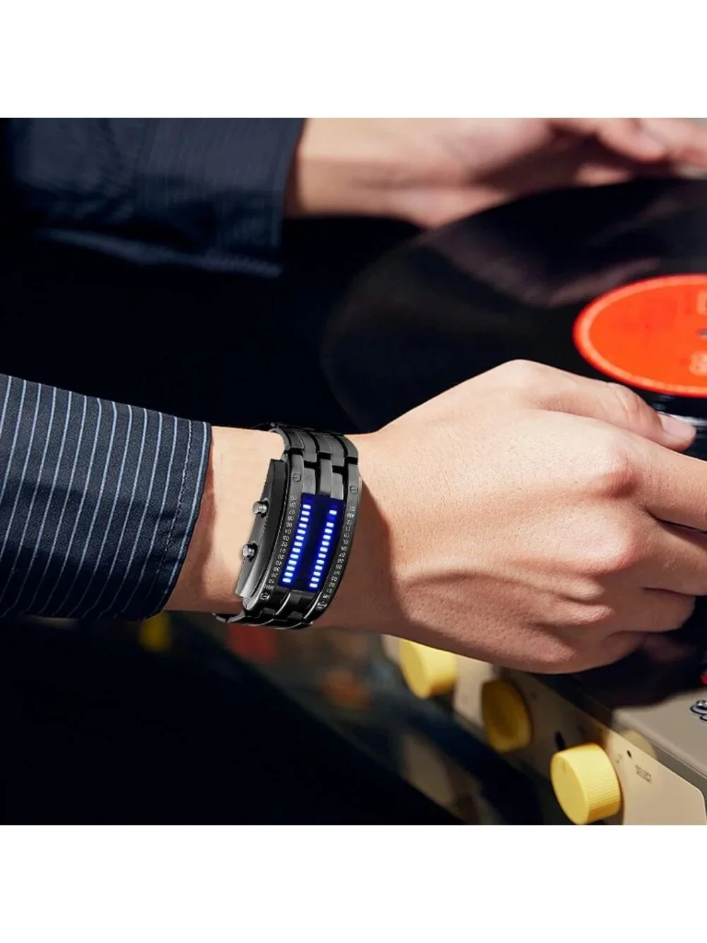 Men's Black Analog Quartz Bracelet Waterproof Binary Matrix LED Digital Watch